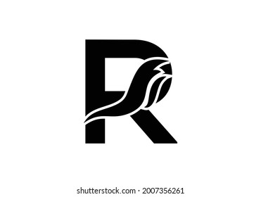 black and white Letter R logo with fire flame shape, emblem, design concept, creative symbol, icon business or corporate Vector Illustration logo Design template.
