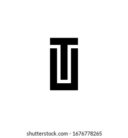 Black and white letter TU UT T U initial logo icon. Modern typography design template elements.