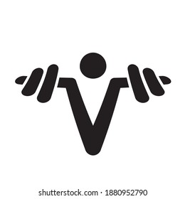 black and white letter v vector icon isolated on white