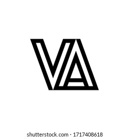 Icono inicial del logotipo VA de letra en blanco y negro. Elementos modernos de plantilla de diseño de tipografía.