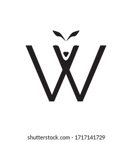 black and white letter W wolf logo template