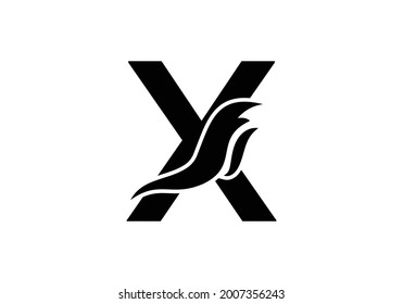 black and white Letter X logo with fire flame shape, emblem, design concept, creative symbol, icon business or corporate Vector Illustration logo Design template.