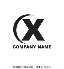 Black and White Letter X logo for company with tagline