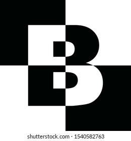 black and white letters, chessboard design concept