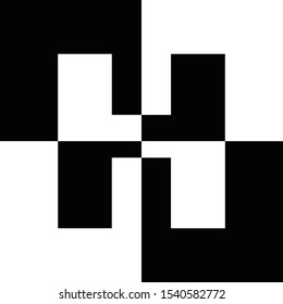 black and white letters, chessboard design concept