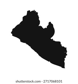 Mapa simple de Liberia en blanco y negro