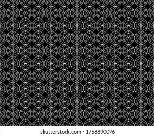 black and white life of flower seamless vector patter