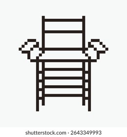 black and white lifeguard chair pixel art icon vector illustration.