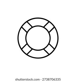 Black and white lifesaver ring icon beach safety minimal line vector illustration