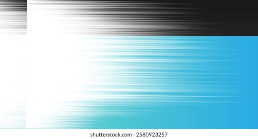 Black, White, Light Blue and Turquoise Bright Linear Striped Gradient Shapes, Motion Blurs: A Clean, Sleek and Dynamic Vertical Contrast, Abstract Creative Design with Horizontal Stripes, Lines