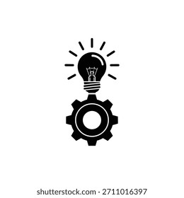 Schwarz-weiße Glühbirne und Ausrüstung Innovation und Idee Generation Symbol