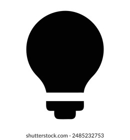 Black and white light bulb icon. Vector illustration