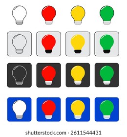 black and white light bulb icon and colored buttons