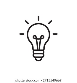 Ilustración vectorial de arte de línea de concepto de idea de ciencia de icono de bombilla blanca y negra