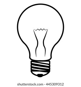 black and white light bulb over isolated background, vector illustration 