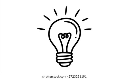 Bombilla blanca y negra con la idea de la iluminación de la lámpara de la bombilla