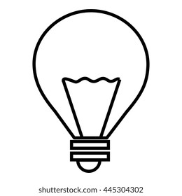 black and white light bumb front view over isolated background, vector illustration 