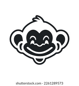 Black and white light logo with an adorable and cute monkey.