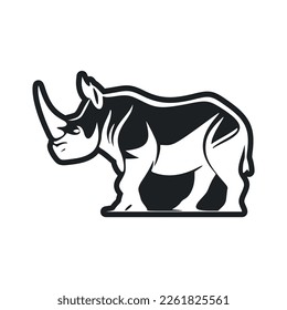 Black and white light logo with adorable rhinoceros