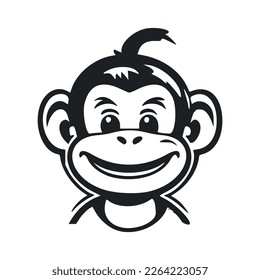 Black and white Light logo with aesthetic and cute monkey.