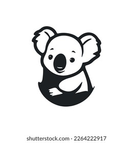 Black and white Light logo with Lovely and cute koala.