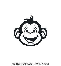 Black and white light logo with sweet and cute monkey.