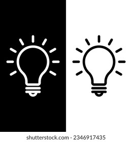 black and white lightbulb icon