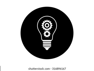 Black and white lightbulb icon on white background     