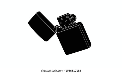 Black and White Lighter. Vector isolated illustration of a metal lighter