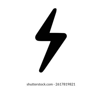 Black and White Lightning Bolt Icon, Vector Fully Editable Illustrator EPS File.
