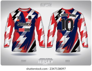 Black and white lightning with red trim pattern design, illustration, textile background for sports t-shirt, football jersey shirt mockup for football club. consistent front view