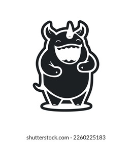 Black and white Lightweight logo with an aesthetic Cheerful Hippo.