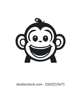 Black and white Lightweight logo with Attractive and cute monkey.