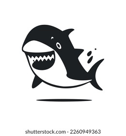 Logo de Black and White Lightweight con un tiburón lindo y alegre.