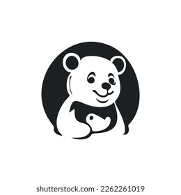 Black and white Lightweight logo with Lovely Cheerful fox.