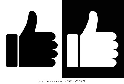 Black and white like icon. Thumbs up logo. Vector