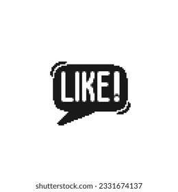 black and white like text in pixel art style