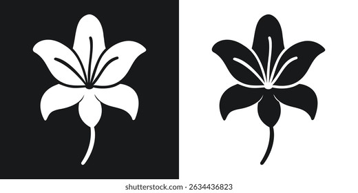 Black and white lily flower design with negative space elegant floral illustration