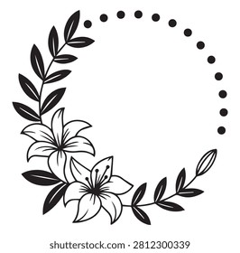 Black and White Lily Wreath with Multiple Blooms border
