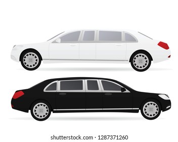 Black and white limo. vector illustration