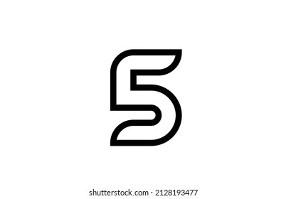 diseño de icono de logotipo de 5 números de línea negra y blanca. Plantilla creativa para empresas y negocios