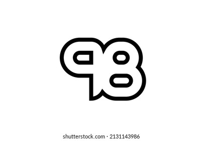black and white line 98 number logo icon design. Creative template for company and business