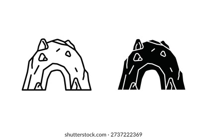 Black and white line of arched rock formations line arched rock