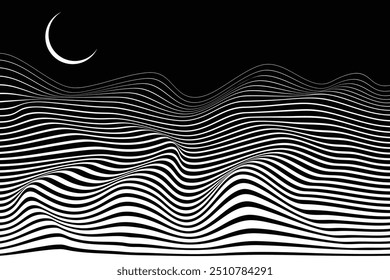black white line art abstract mountain wallpaper vector