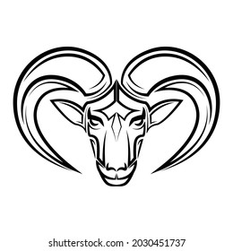 Black and white line art of Barbary sheep head. Good use for symbol, mascot, icon, avatar, tattoo, T Shirt design, logo or any design