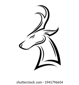 Black and white line art of barking deer head. Good use for symbol, mascot, icon, avatar, tattoo, T Shirt design, logo or any design you want.