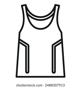 Black and white line art of a basic tank top suitable for fashion design templates