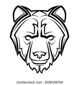 Black and white line art of bear head Good use for symbol mascot icon avatar tattoo T Shirt design logo