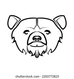 Black and white line art of bear head Good use for symbol mascot icon avatar tattoo T Shirt design logo.