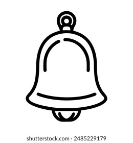 Black and white line art bell illustration. Vector illustration